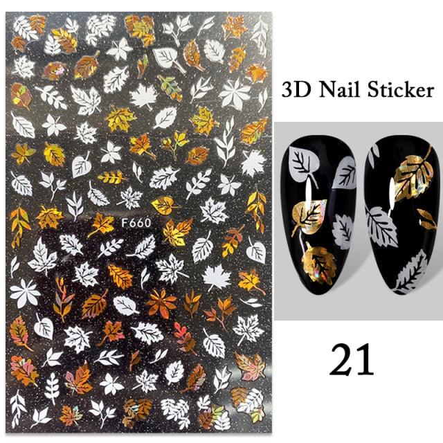 Maple Leaves 3D Nail Stickers Fall Leaf Flowers Line Sliders For Nails Self Adhesive Stickers Autumn Manicuring Decals Transfer Nail Decals Sticker For Pretty Girl Self-Adhesive Nail Decals Designer Nail Stickers for Acrylic