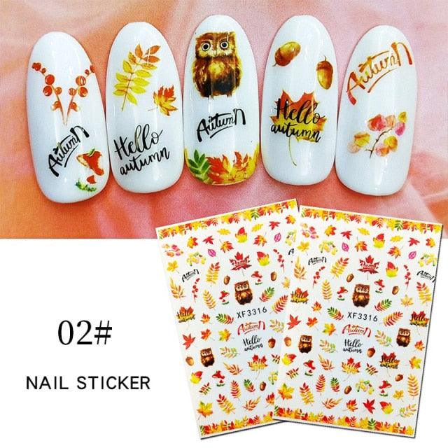 Maple Leaves 3D Nail Stickers Fall Leaf Flowers Line Sliders For Nails Self Adhesive Stickers Autumn Manicuring Decals Transfer Nail Decals Sticker For Pretty Girl Self-Adhesive Nail Decals Designer Nail Stickers for Acrylic