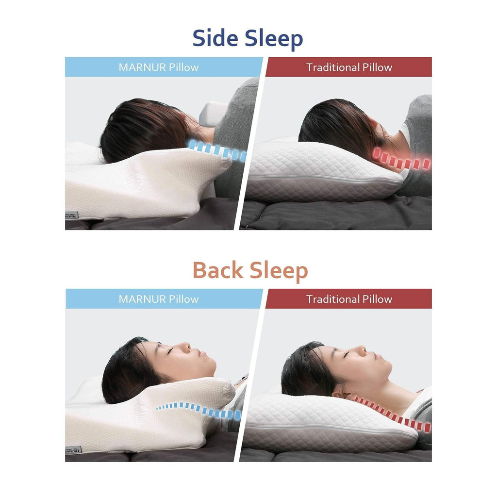 MARNUR Memory Foam Pillow for Neck Shoulder Pain Queen Size Wing Shape Design