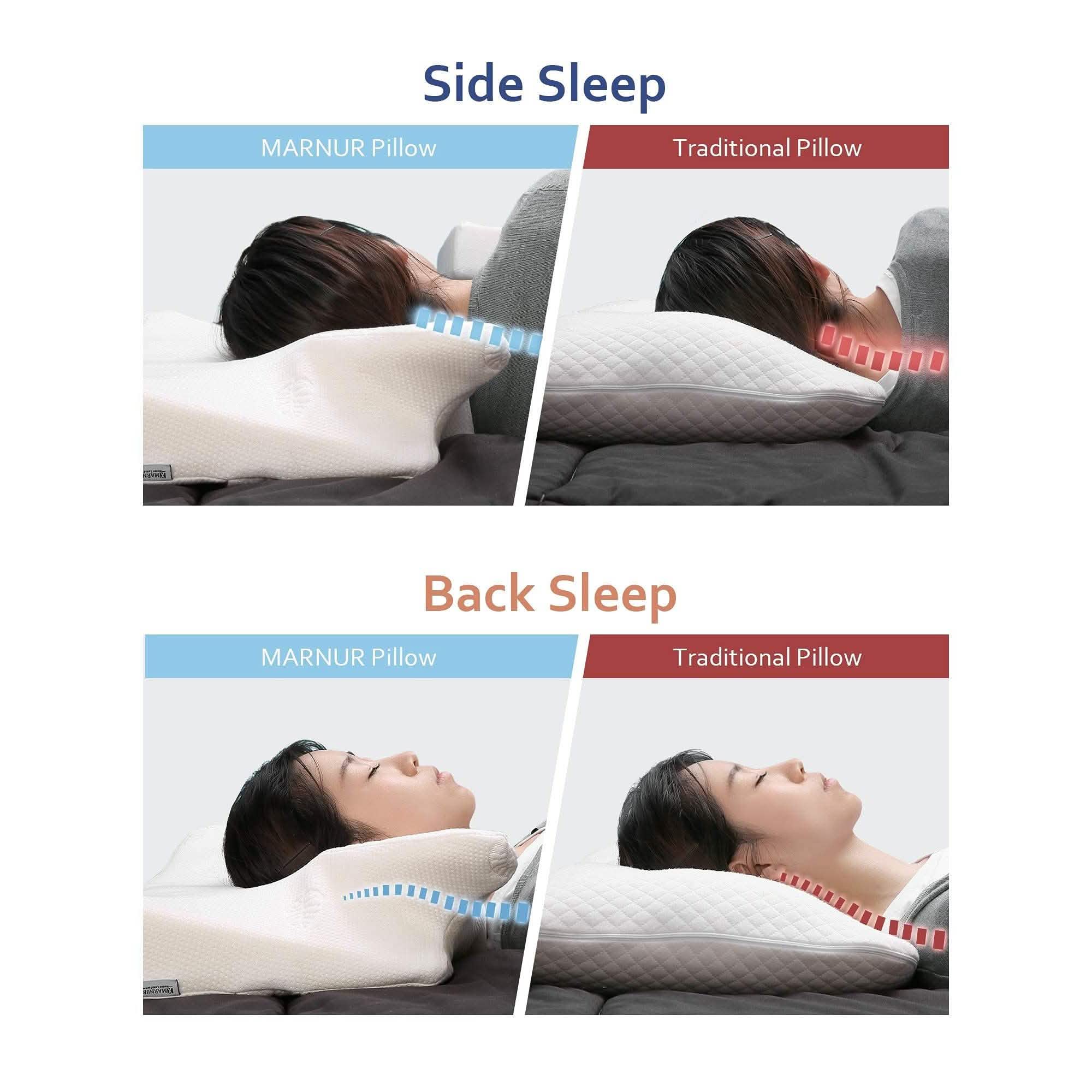 MARNUR Memory Foam Pillow for Neck Shoulder Pain Queen Size Wing Shape Design