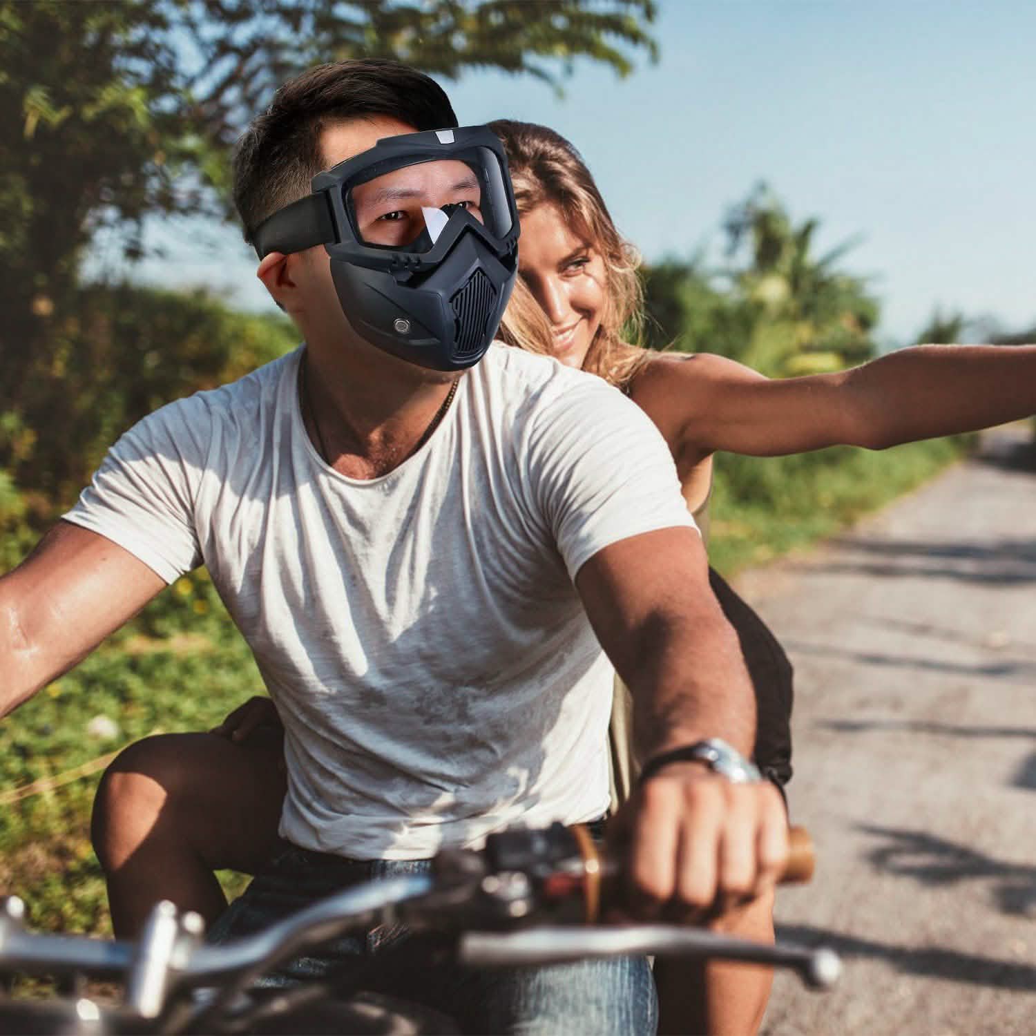 Mask Riding Goggle with Adjustable Non-slip Trip Mouth Filter
