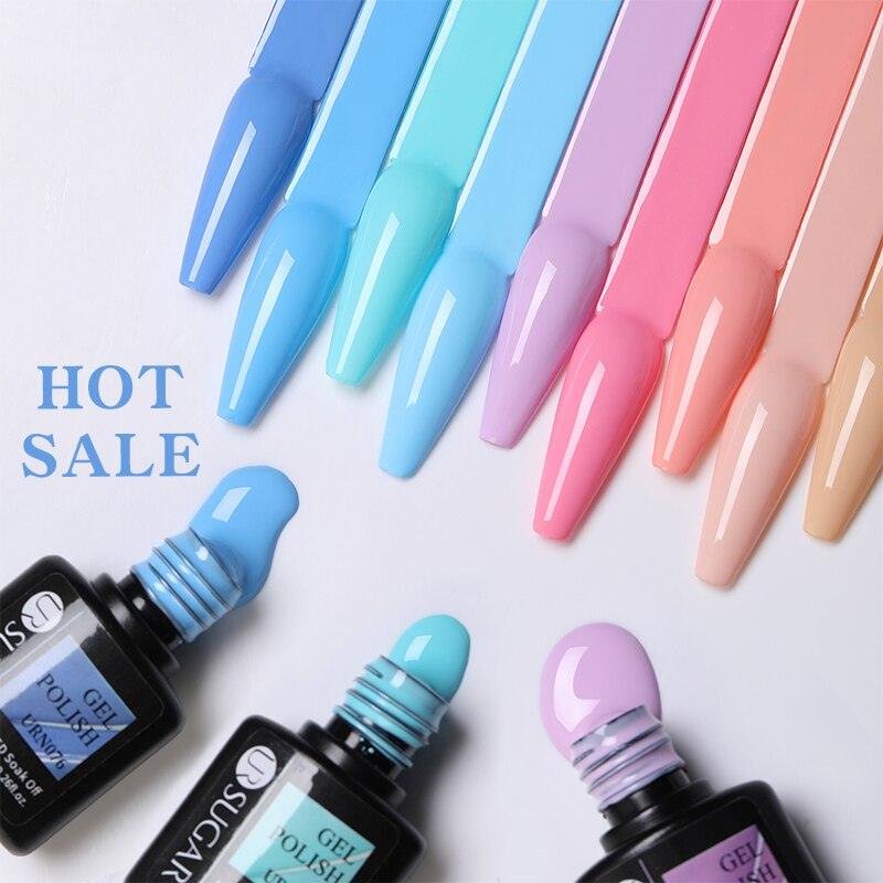 Matte Pink Blue Gel Nail Polish Semi Permanent LED Nail Art Design Elegant Warm Colors For Womens
