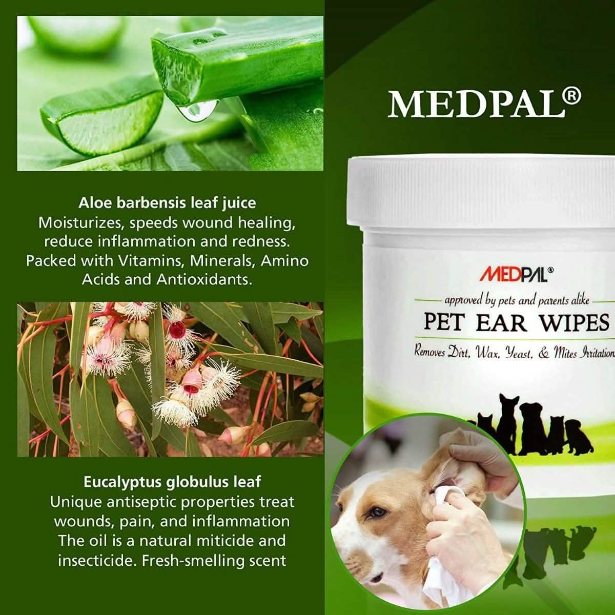 MedPal Cleaning Wipes for Dogs and Cats Prevent Ear Infections