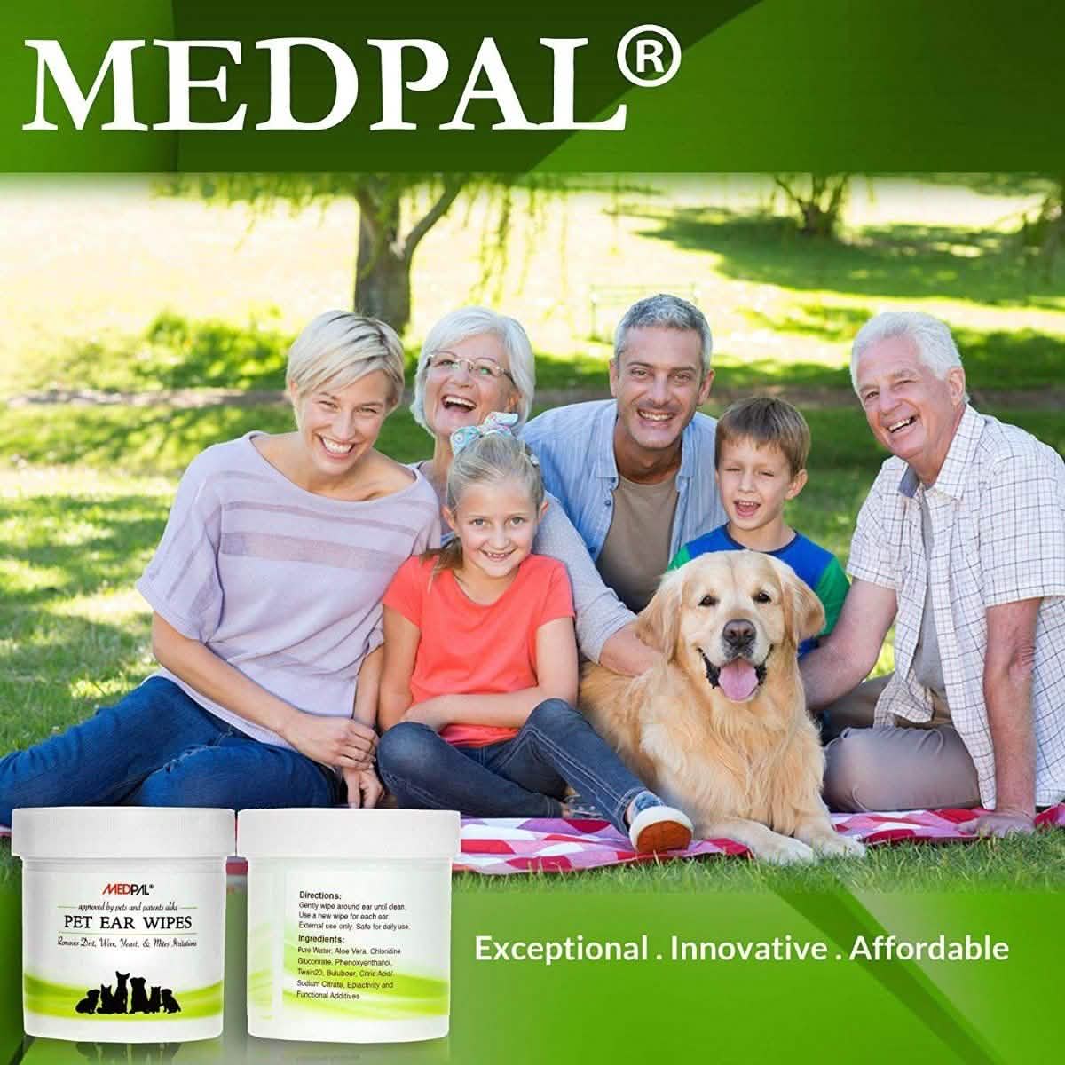 MedPal Cleaning Wipes for Dogs and Cats Prevent Ear Infections