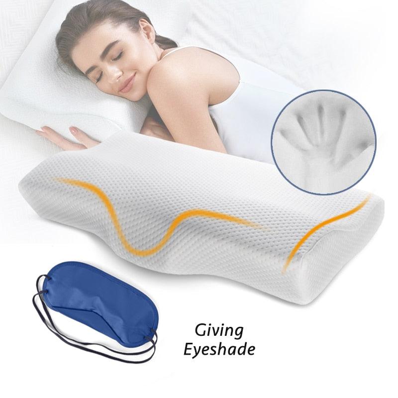 Memory Foam Bed Orthopedic Pillow Neck Protection Slow Rebound Memory Pillow Butterfly Shaped Health Cervical Neck Cotton Pillow Bed Orthopedic Pillow For Cervical Pillow Slow Rebound Adult Neck Guard Pillow Sleep Pillow Orthopedic Contour Memory Foam