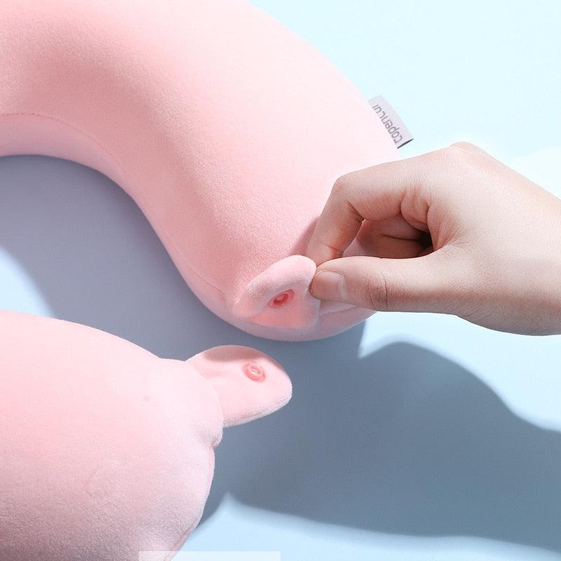 Memory Foam U-Shaped Pillow Slow Rebound Neck Pillow Nap Airplane Pillow Travel Cartoon Memory U-Shaped Headrest Long Trip Memory Foam Pillow with Snap U-Shaped Airplane Car Flight Head Neck Support Pillow with Washable Cover