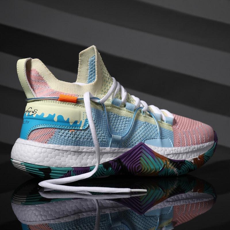 Men Breathable Basketball Shoes Shockproof High Top Sneakers Cushioning Sport Shoes Outdoor Training Ankle Boots Lightning Professional Anti Slip Sports Shoes For Running Walking Sport