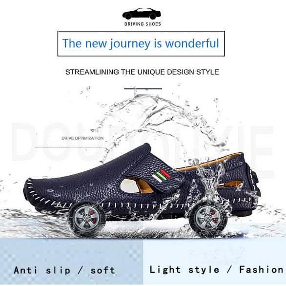 Men Casual Shoes Slip on Hollow Leather Men Shoes