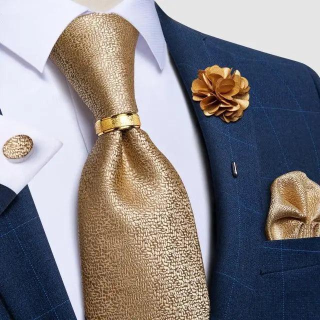 Men Luxury Red Silk Necktie Matching Cufflinks Set For Men Bridegroom Wedding Business Necktie Elegant Design Ideal Gift For Men