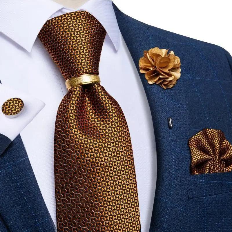 Men Luxury Red Silk Necktie Matching Cufflinks Set For Men Bridegroom Wedding Business Necktie Elegant Design Ideal Gift For Men