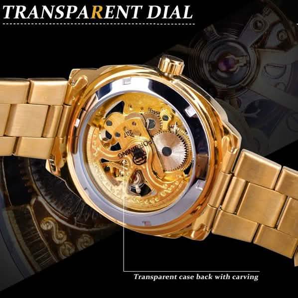 Men Luxury Skeleton Automatic Winding Mechanical Watch