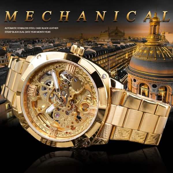 Men Luxury Skeleton Automatic Winding Mechanical Watch