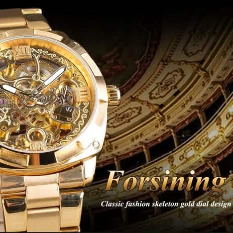 Men Luxury Skeleton Automatic Winding Mechanical Watch