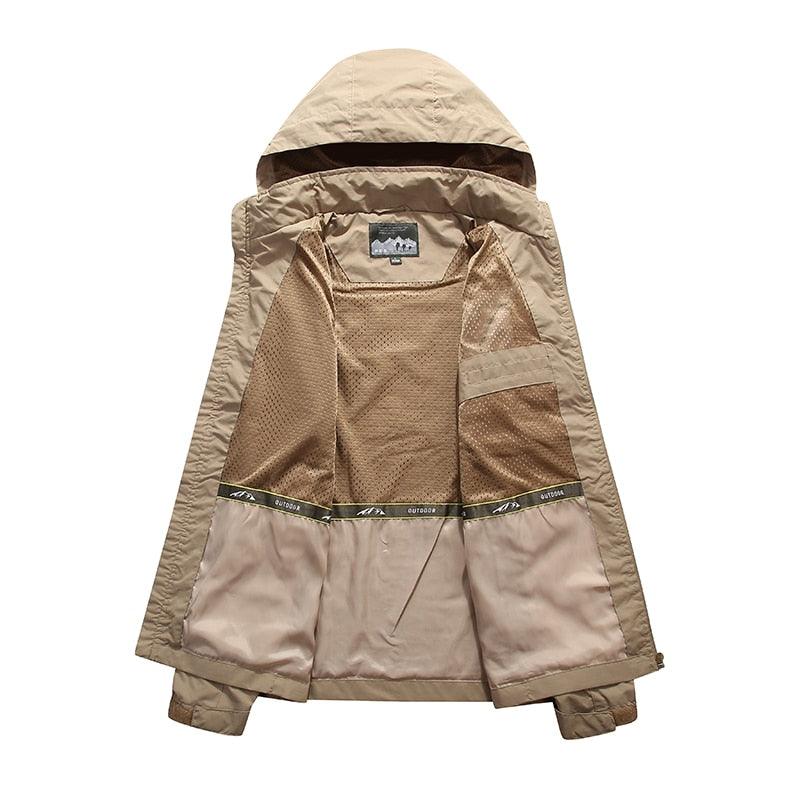 Men Outdoor Hiking Jackets Waterproof Hooded Windbreaker Coat Vintage New Fashion Design Hooded Lightweight Jacket For Men Autumn New Casual Jacket Tactical Men Jackets 5XL