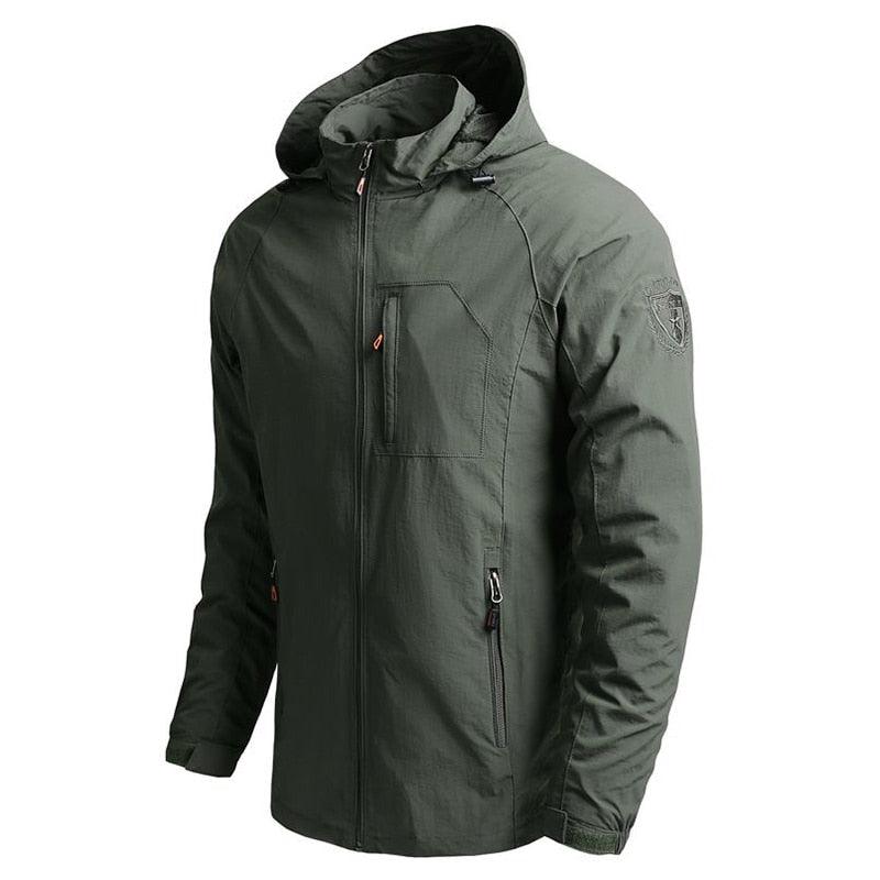 Men Outdoor Hiking Jackets Waterproof Hooded Windbreaker Coat Vintage New Fashion Design Hooded Lightweight Jacket For Men Autumn New Casual Jacket Tactical Men Jackets 5XL
