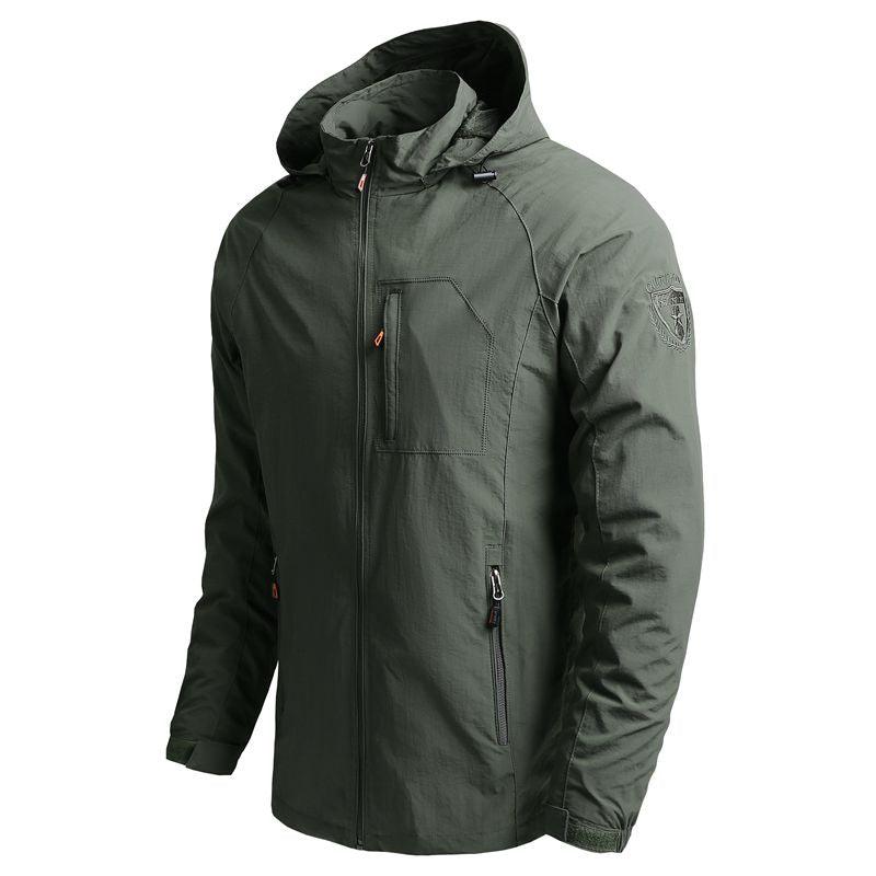 Men Outdoor Hiking Jackets Waterproof Hooded Windbreaker Coat Vintage New Fashion Design Hooded Lightweight Jacket For Men Autumn New Casual Jacket Tactical Men Jackets 5XL
