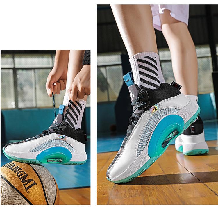 Men's Casual Breathable Comfortable Cushioned Soft Professional Sports Basketball Shoes Outdoor Street Sports Shoes Lightning Professional Anti Slip Sports Shoes For Running Walking