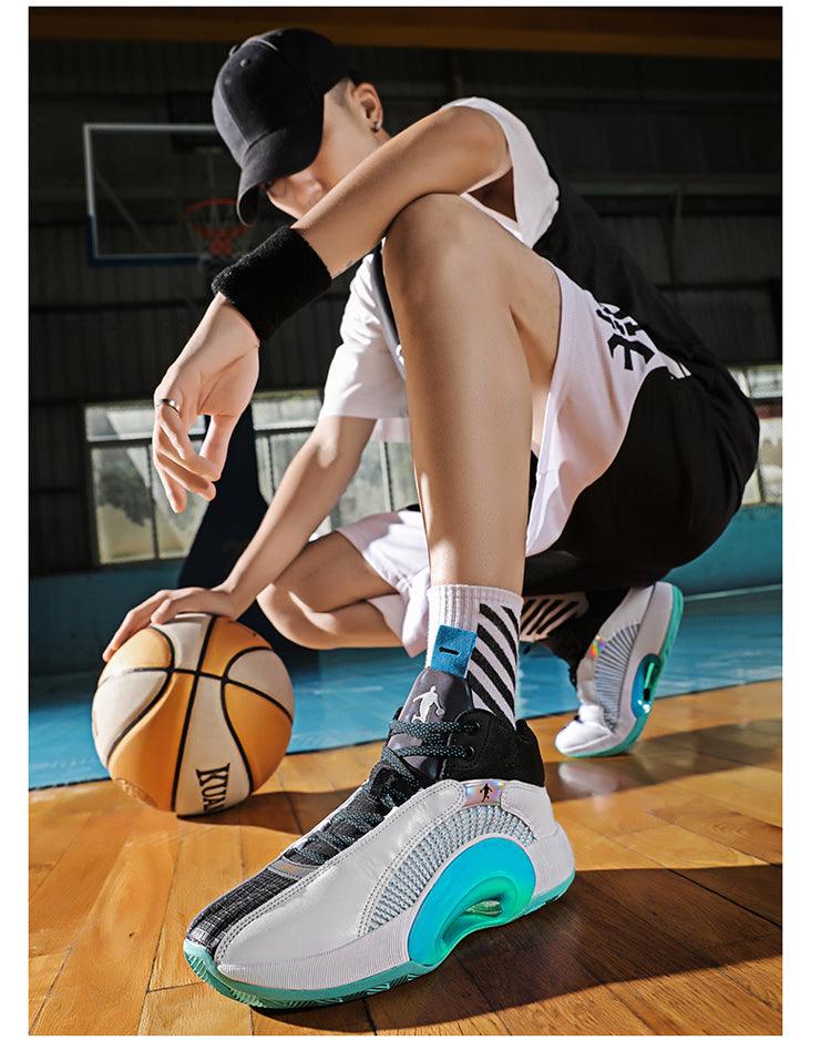 Men's Casual Breathable Comfortable Cushioned Soft Professional Sports Basketball Shoes Outdoor Street Sports Shoes Lightning Professional Anti Slip Sports Shoes For Running Walking