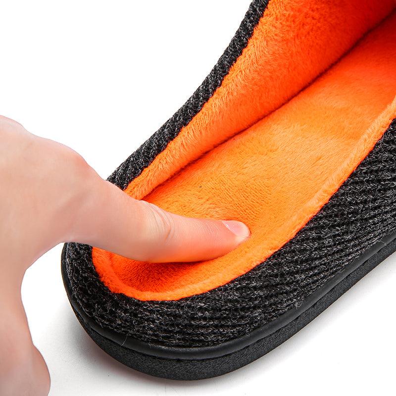 Men's Cotton Fabric Slippers Indoor Non-Slip Home Fur Couple Flat  Men Winter Slipper Cotton Memory Foam Slippers Comfort Knitted Cotton-blend Closed Toe House Indoor Outdoor Shoes