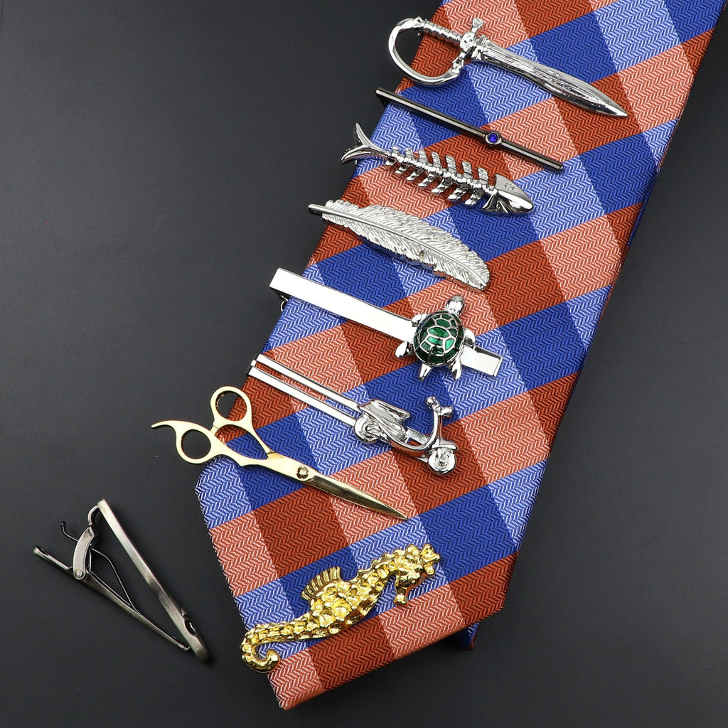 Men's Metal Tie Clip Vintage Unique Shape Bright Stainless Steel Necktie Clasp Gentleman's Party Luxury Tie Bars Clips Wedding Luxury Design Accessories For Men