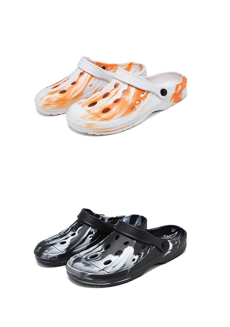Men's Summer Hole Shoes Soft Rubber Lightweight Garden Clogs Couples Arch Support Clogs Garden Shoes Slip-on Outdoor Beach Slippers Mixed Colors Sandals