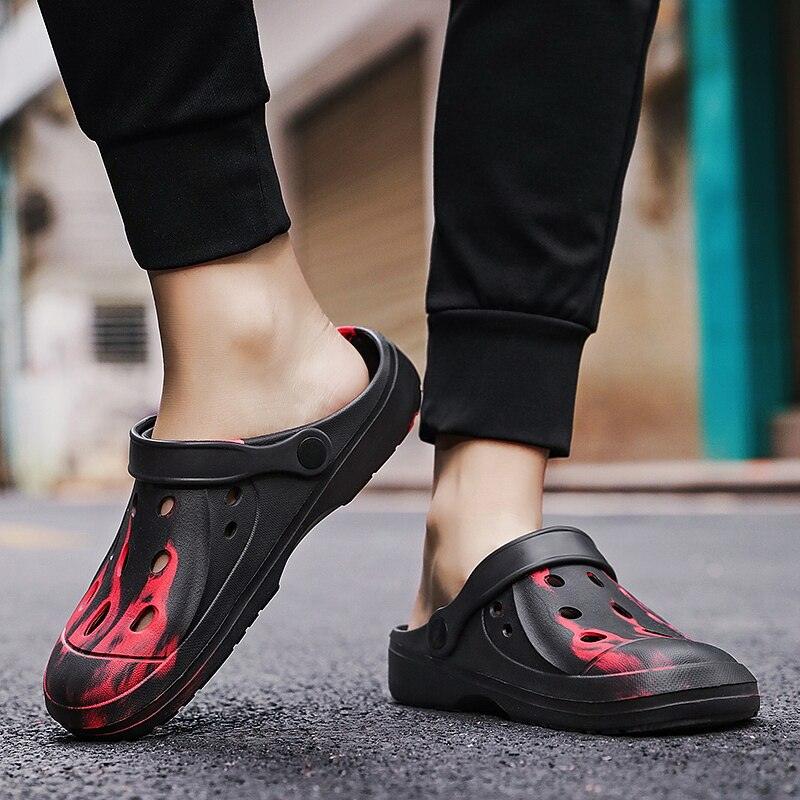 Men's Summer Hole Shoes Soft Rubber Lightweight Garden Clogs Couples Arch Support Clogs Garden Shoes Slip-on Outdoor Beach Slippers Mixed Colors Sandals