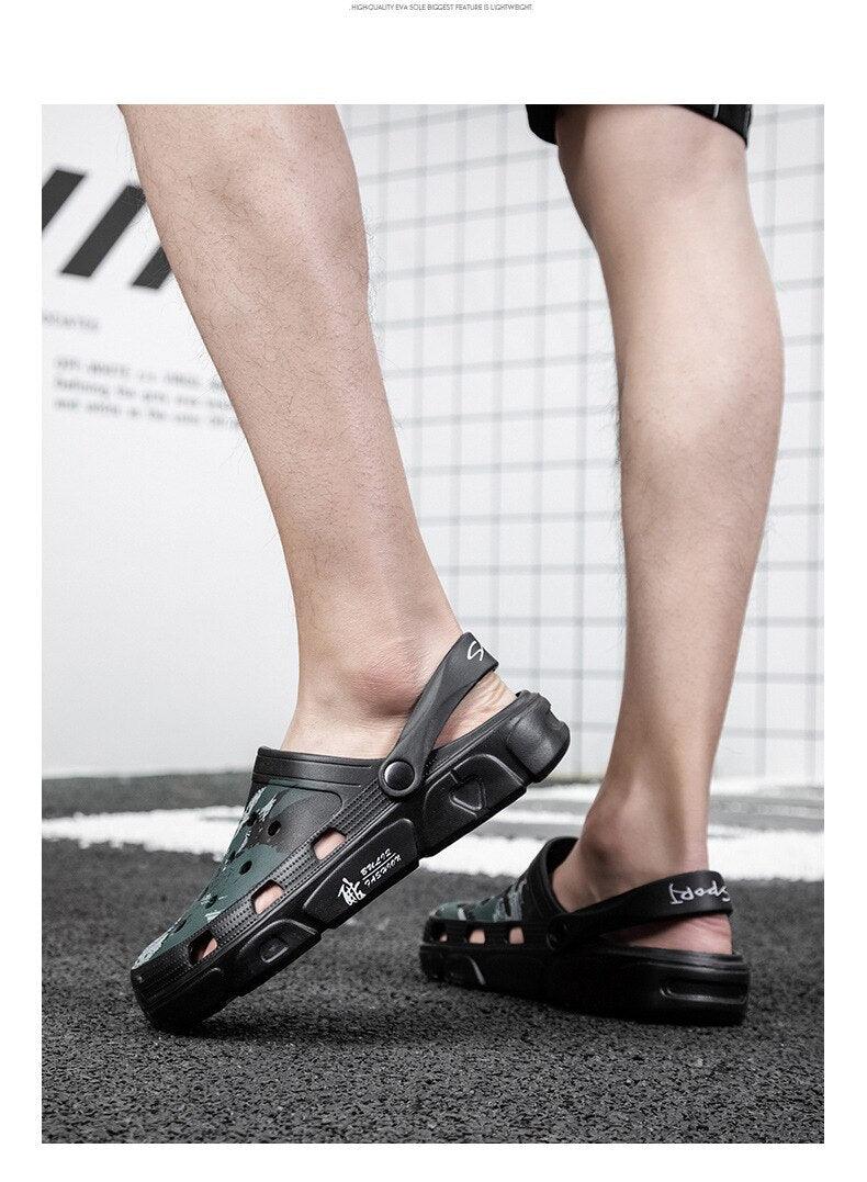 Men Sandals Summer Camouflage Hole Shoes Garden Shoes Outdoor Non-slip Beach Shoes Flat Sandals Home Slippers Unisex Garden Clogs Shoes Slippers Sandals For Mens