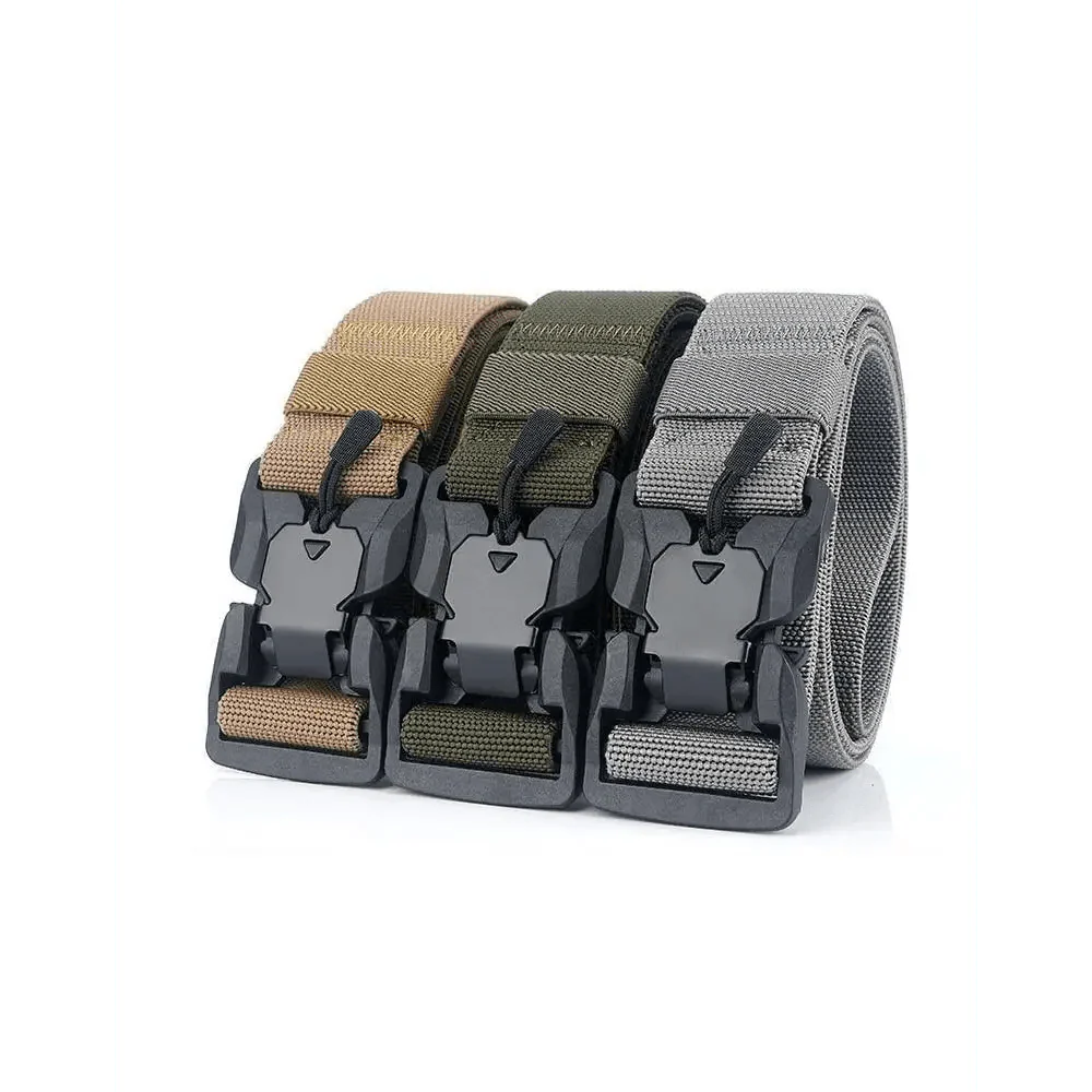 Men Tactical Quick Release Magnetic Buckle Belt Classic Soft Nylon Sports Duty Work Belts