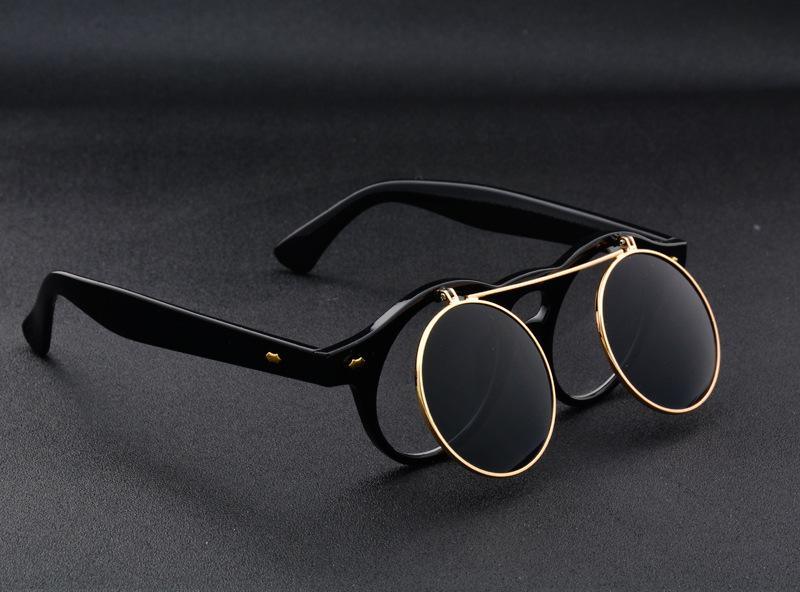 Men Vintage Flat Top Goggles Round Design Metal Retro Glasses For Men & Women Flip Up Sun Glasses New Colourful Fashionable Sunglasses For Men & Women