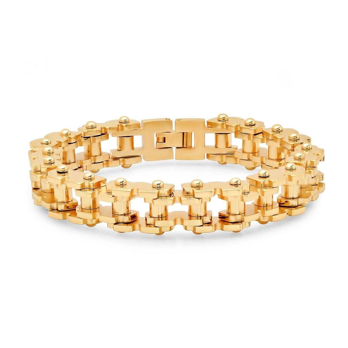 Men's 18K Gold Plated Alloy Strap and Stainless Steel Watch and 18K Gold Plated Stainless Steel Bracelet