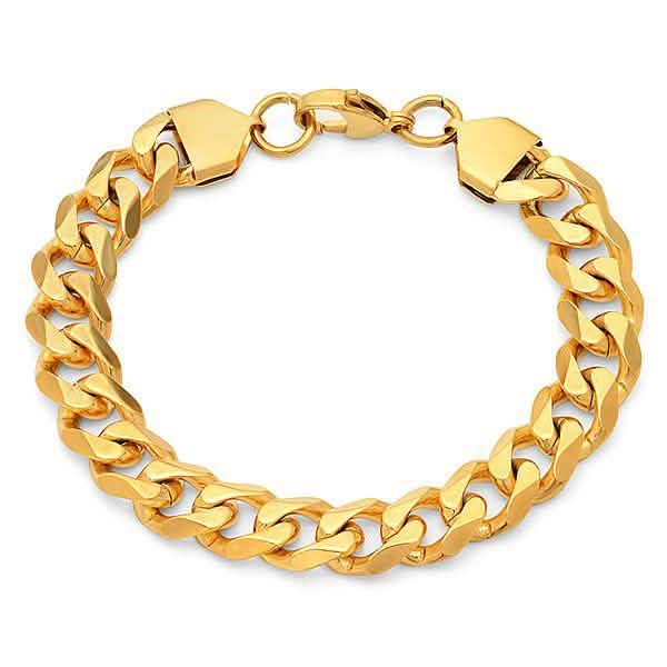 Men's 18k Gold Plated Stainless Steel Cuban Link Chain Bracelet/Necklace Set