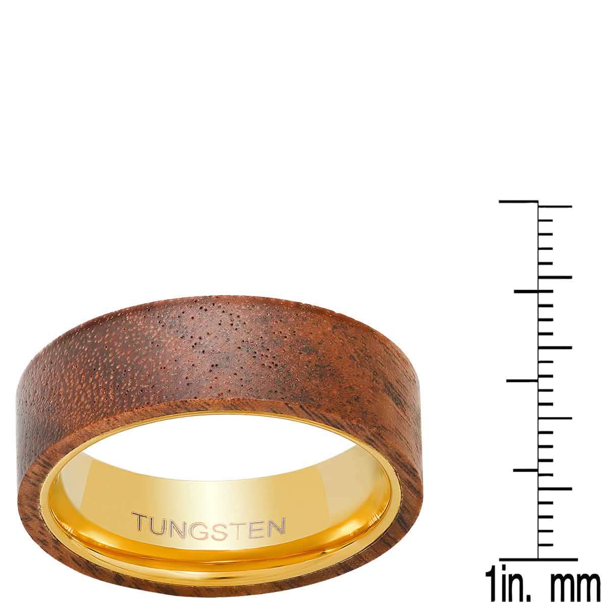 Men's 18k Gold Plated Tungsten and Wood Band Ring