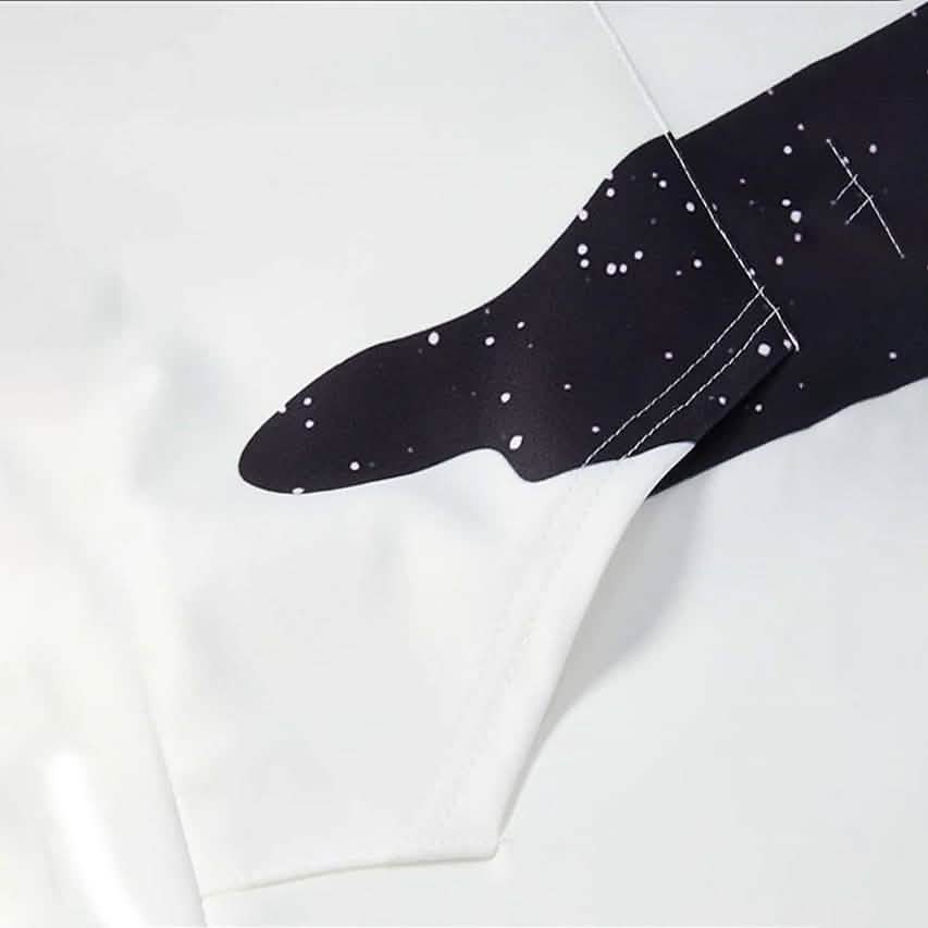 Men's 3D Print Block Starry Sky Milk Hoodie