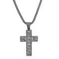 Men's Black IP Stainless Steel and Simulated Diamonds Cross Pendant