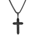 Men's Black IP Stainless Steel Cross with Simulated Black Diamonds Pendant