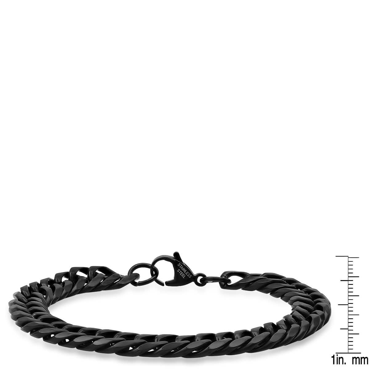 Men's Black IP Stainless Steel Cuban Link Chain Bracelet