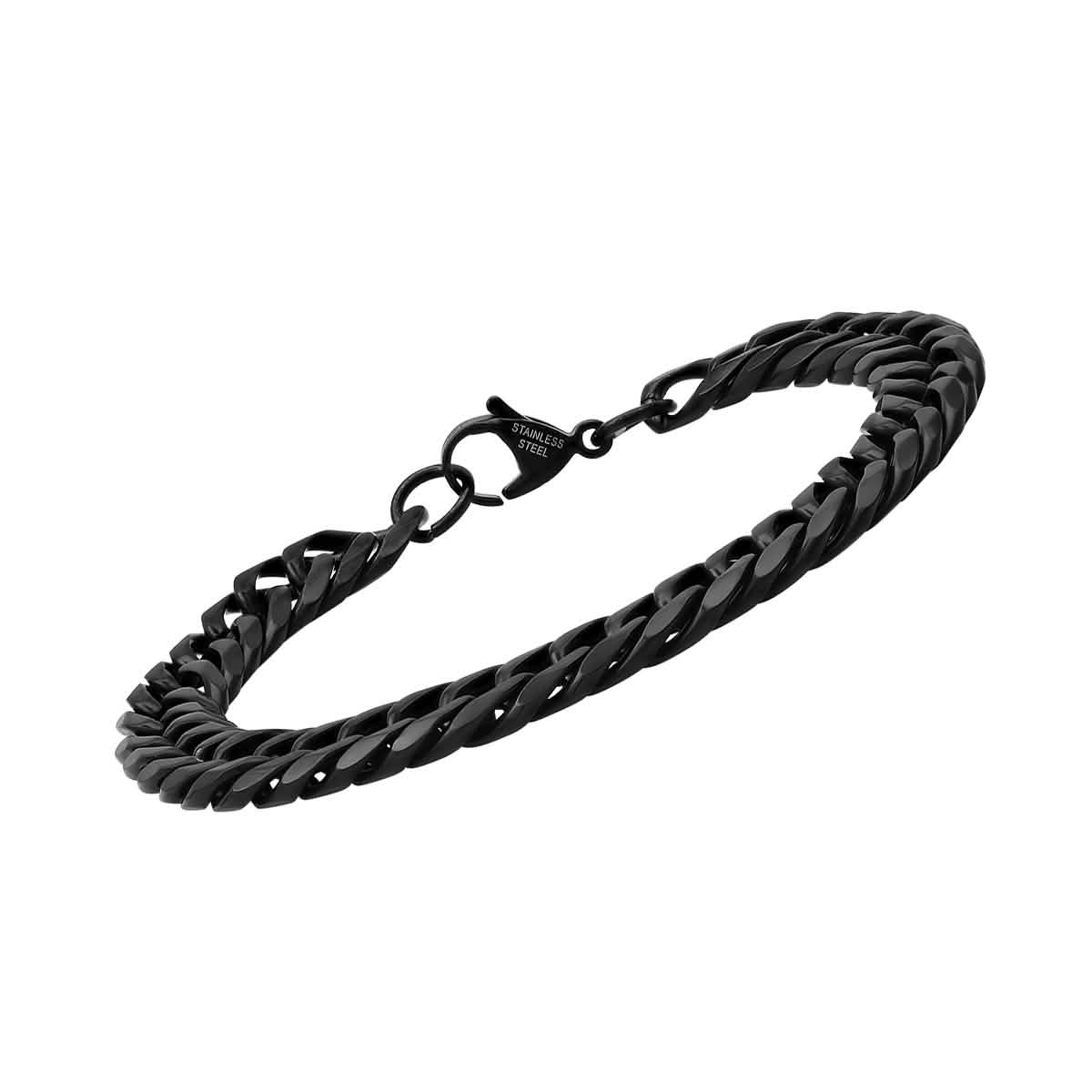 Men's Black IP Stainless Steel Cuban Link Chain Bracelet