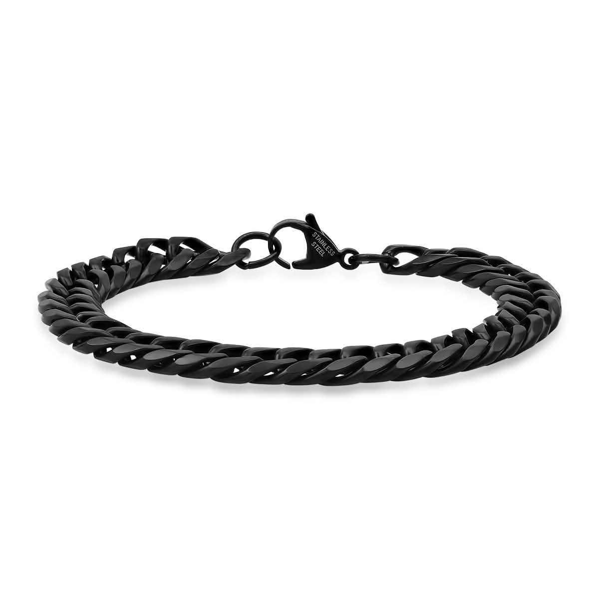 Men's Black IP Stainless Steel Cuban Link Chain Bracelet