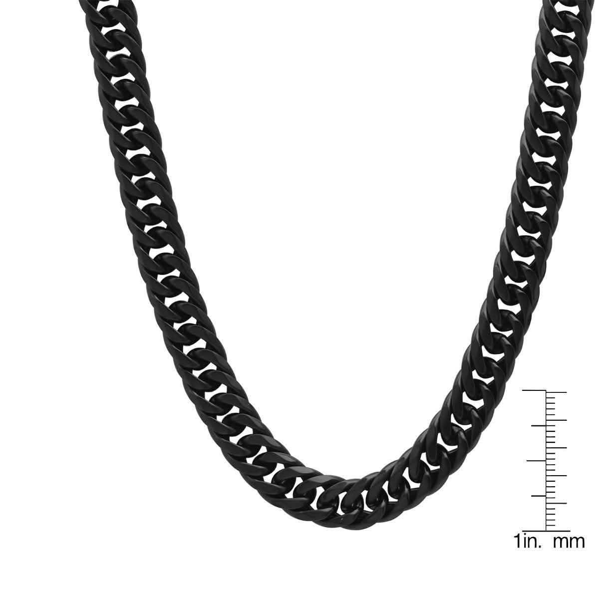 Men's Black IP Stainless Steel Curb Cuban Link Chain Necklace