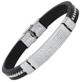 Men's Black Rubber and Stainless Steel Box Inlay Chain Our Father Prayer Bracelet