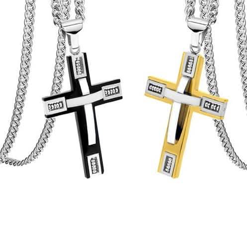 Men's Cross Necklaces in Stainless Steel