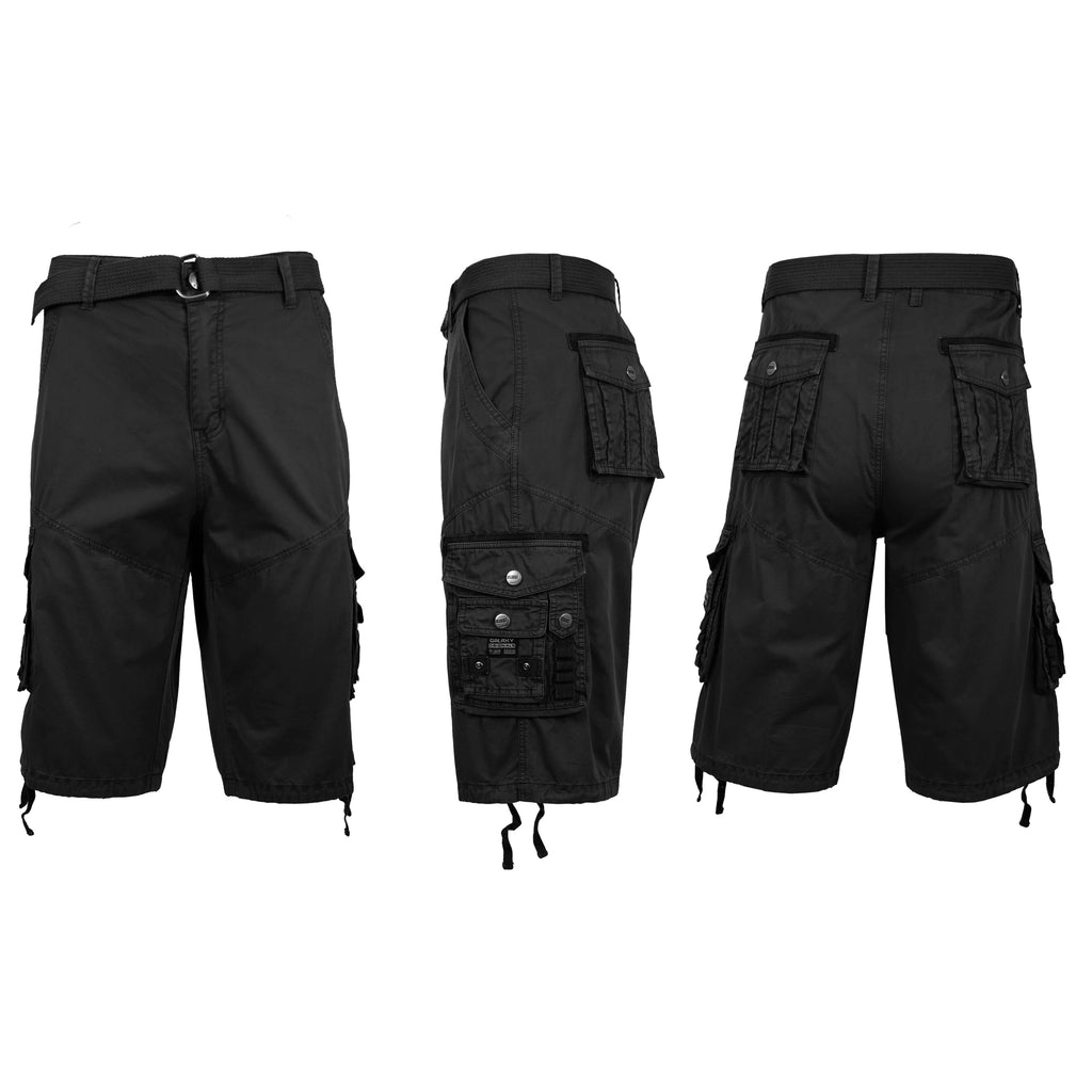 Men's Distressed Vintage Belted Cargo Utility Shorts