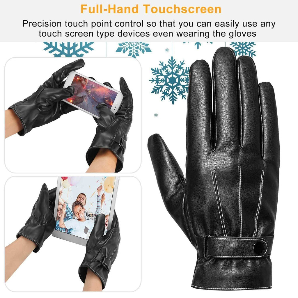 Men's Leather Winter Gloves Touchscreen