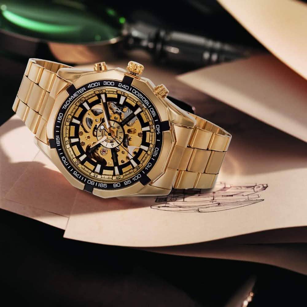 Mens Mechanical Skeleton Automatic Dial Wristwatch