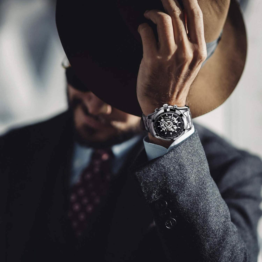 Mens Mechanical Skeleton Automatic Dial Wristwatch