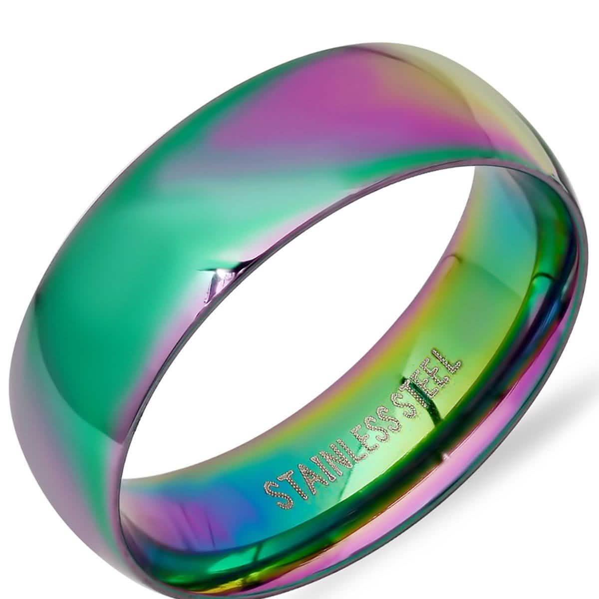 Men's Multi Colored IP Stainless Steel Ring Band