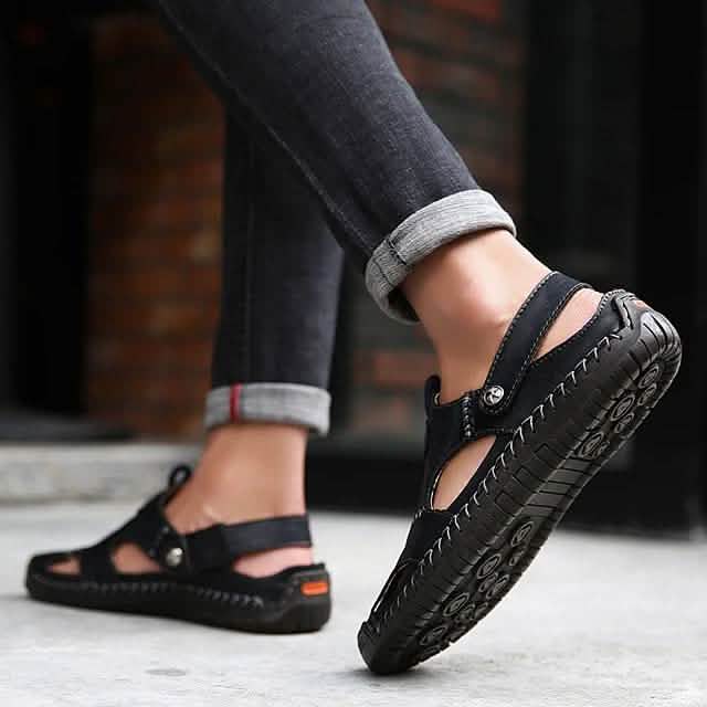 Men's Sandals Cowhide Breathable Casual Beach Walking Shoes