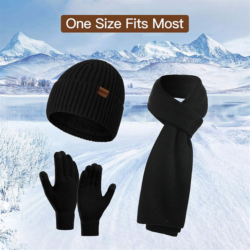Men's Scaves and Beanie Hat Themal Gloves Set