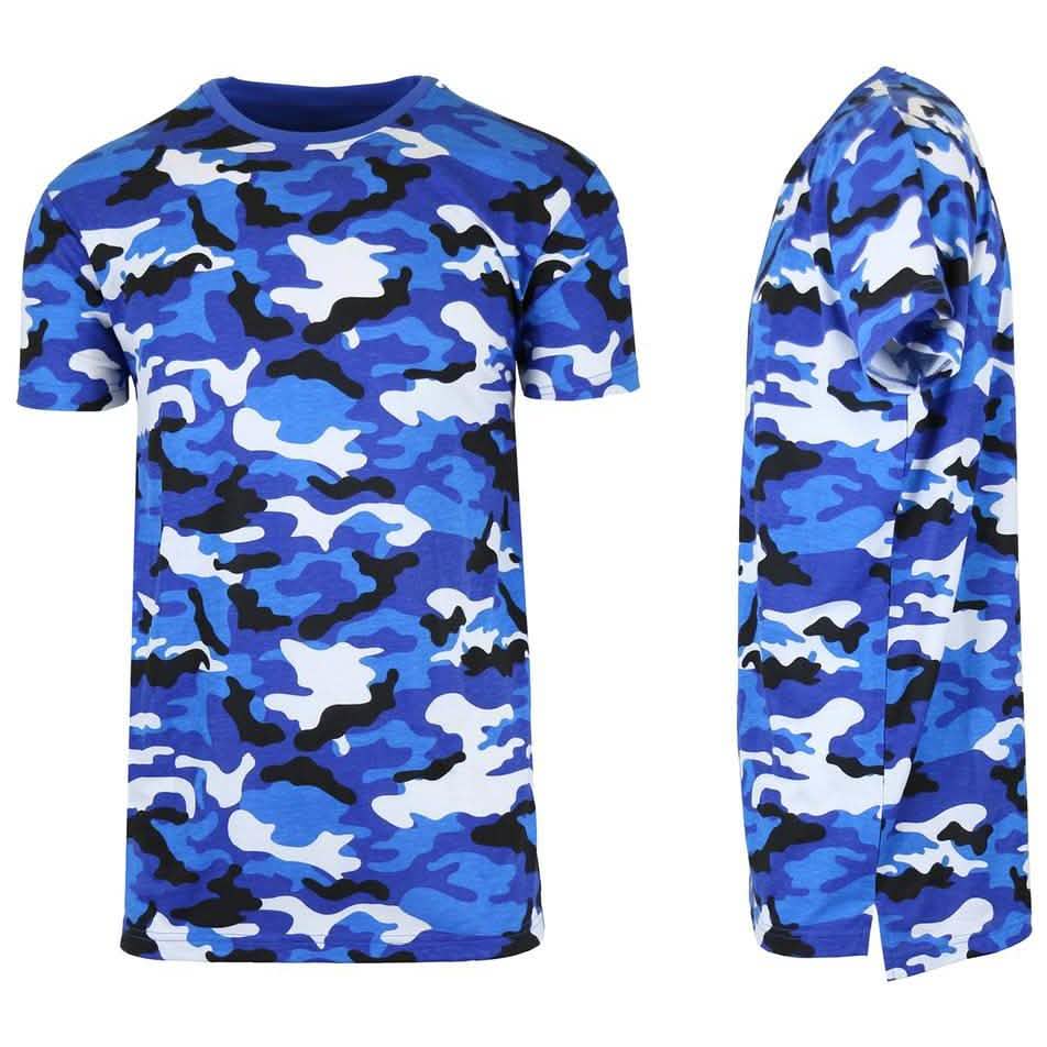 Men's Short Sleeve Crew Neck Camo Printed Tee