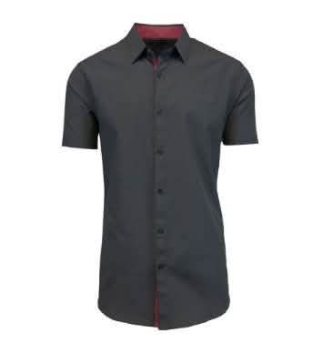 Men's Short-Sleeve Slim-Fit Shirt with Contrast Trim - Assorted Sizes